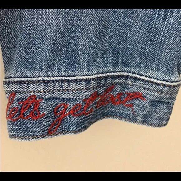 American Eagle Size M “Just for Fun” ripped jean jacket - Picture 5 of 5